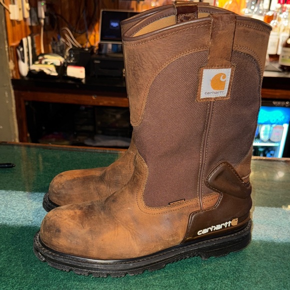 Carhartt Dark Brown Leather Work Boots - Picture 1 of 5